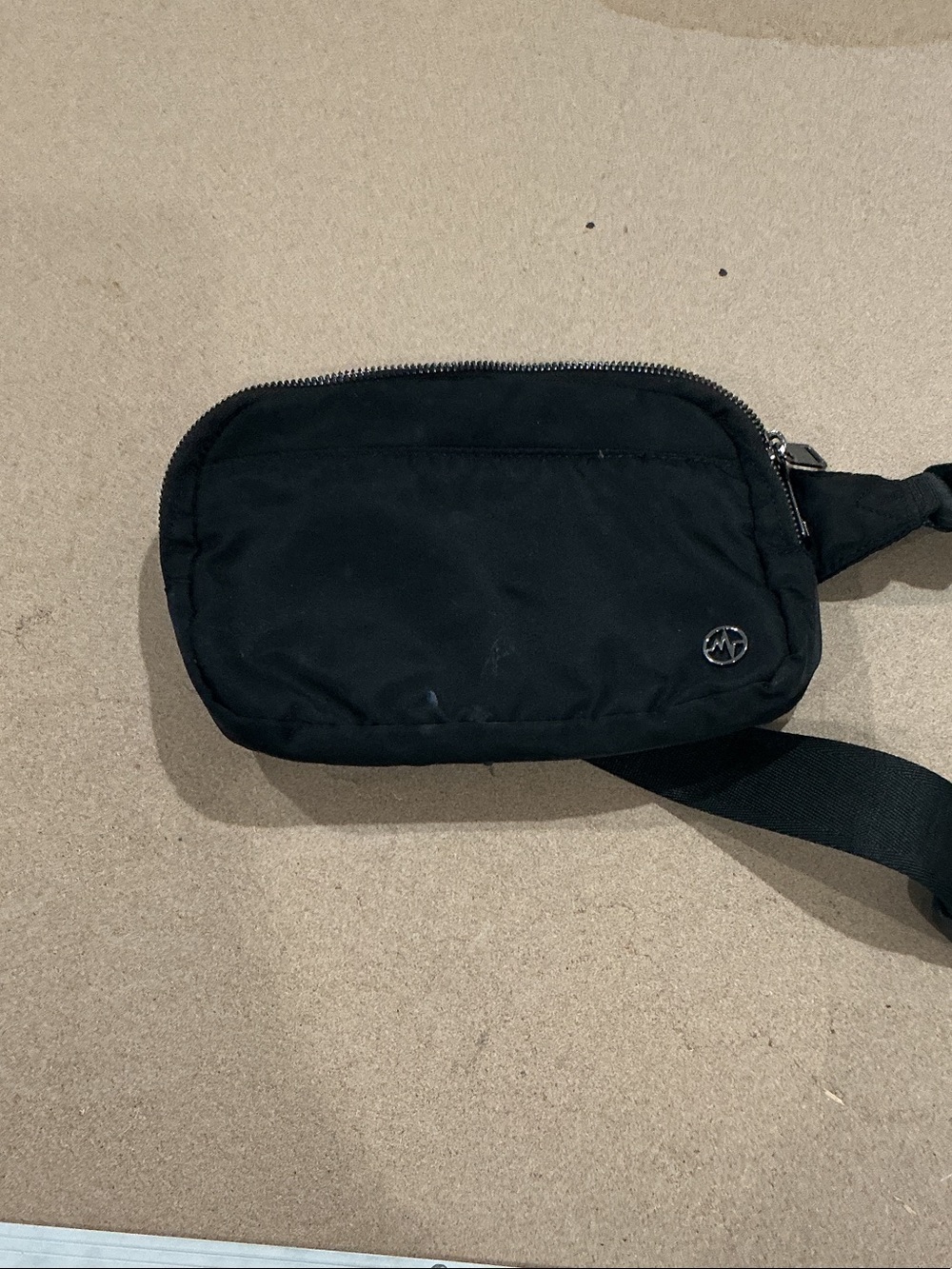 Men's Black Nylon Sling Belt Bag with Logo